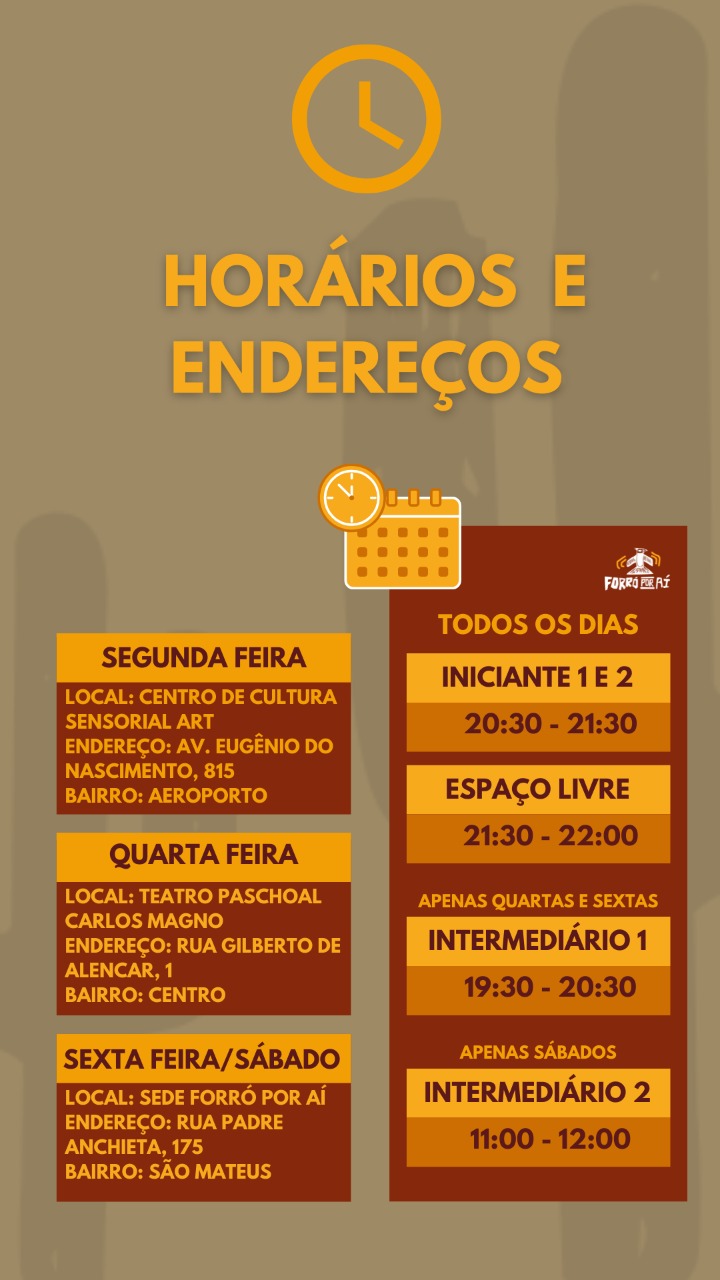 Horários e Endereços